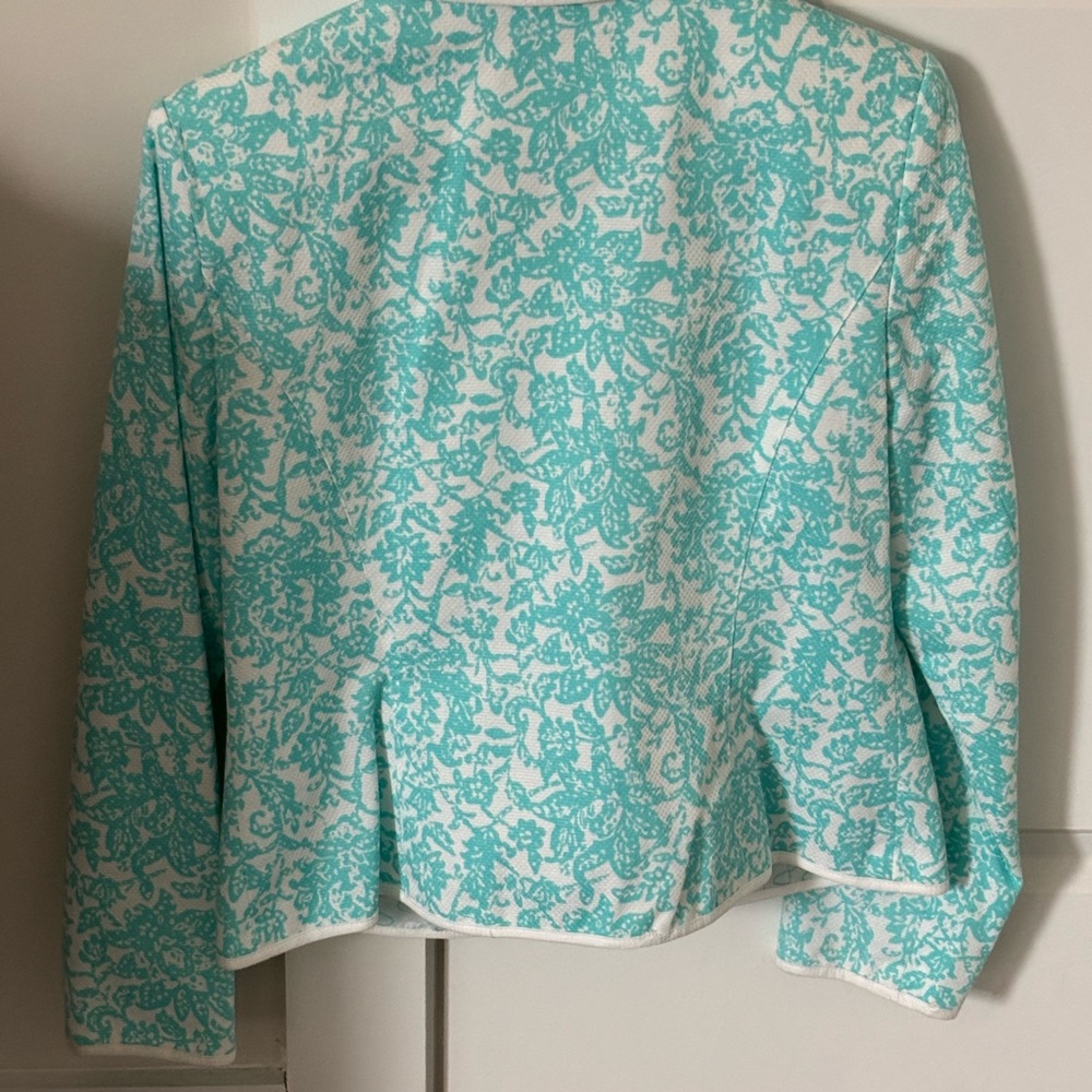 Oscar de la Renta Turquoise and White Blazer Has gorgeous buttons! - Picture 6 of 6